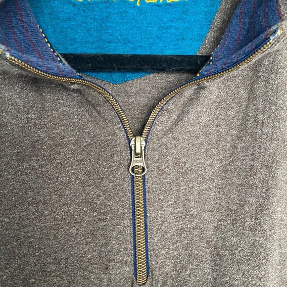 Robert Graham Brown Pullover Mock Neck Half Zip Cardigan| Men's Large - Picture 4 of 6